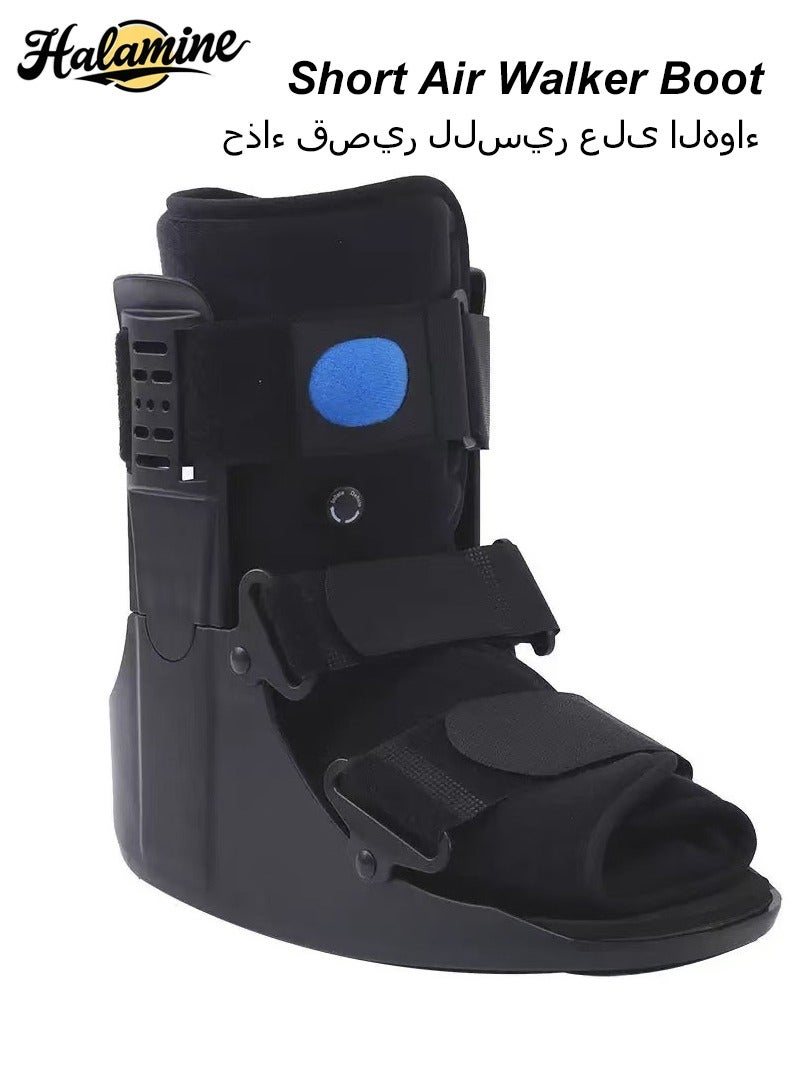 هالامين حذاء قصير للمشي، دعامة قابلة للنفخ للكاحل لإصابات مقدمة القدم/القدم، إصابة الكاحل والكسور في القدم، إسفنج أسود عالي الكثافة، - Image 1